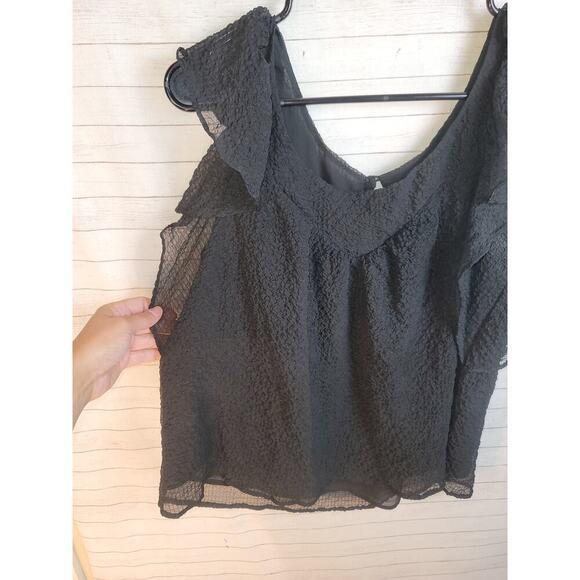 MAEVE FLUTTER RUFFLE CRINKLE SHEER IN BLACK, SZ 10P - Picture 3 of 13
